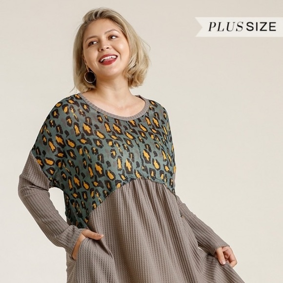 NWT Animal Print Waffle Knit Dress, Size XL - Picture 2 of 5